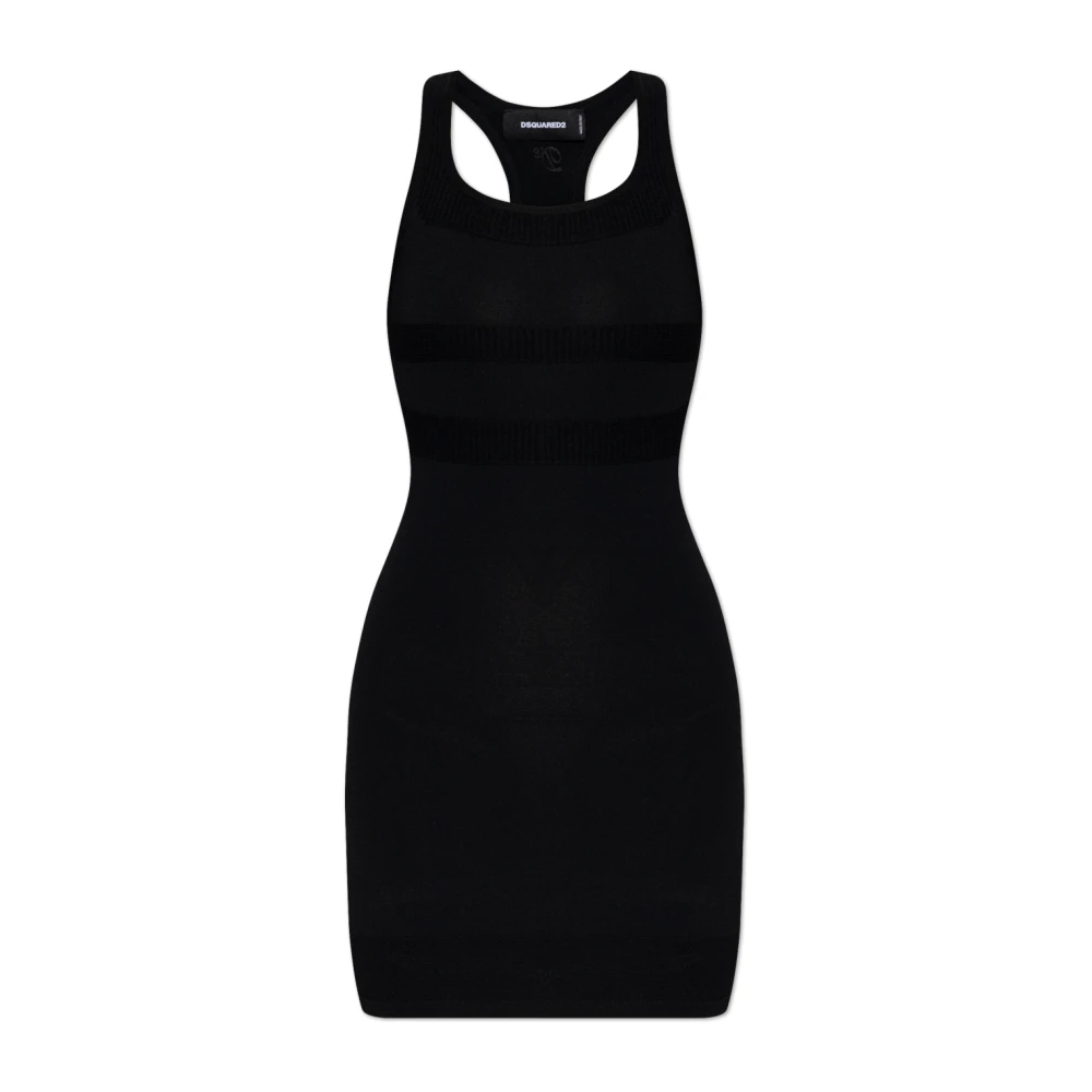 Dsquared2 Vrouw Zwart Kleedjes Dames, S, Leer, Strappy Dress