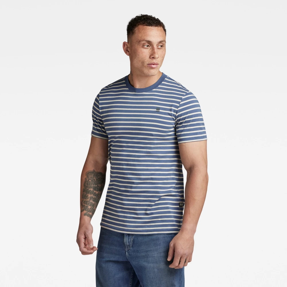 G-Star T-Shirt- GS Stripe Slim R T Blue Heren