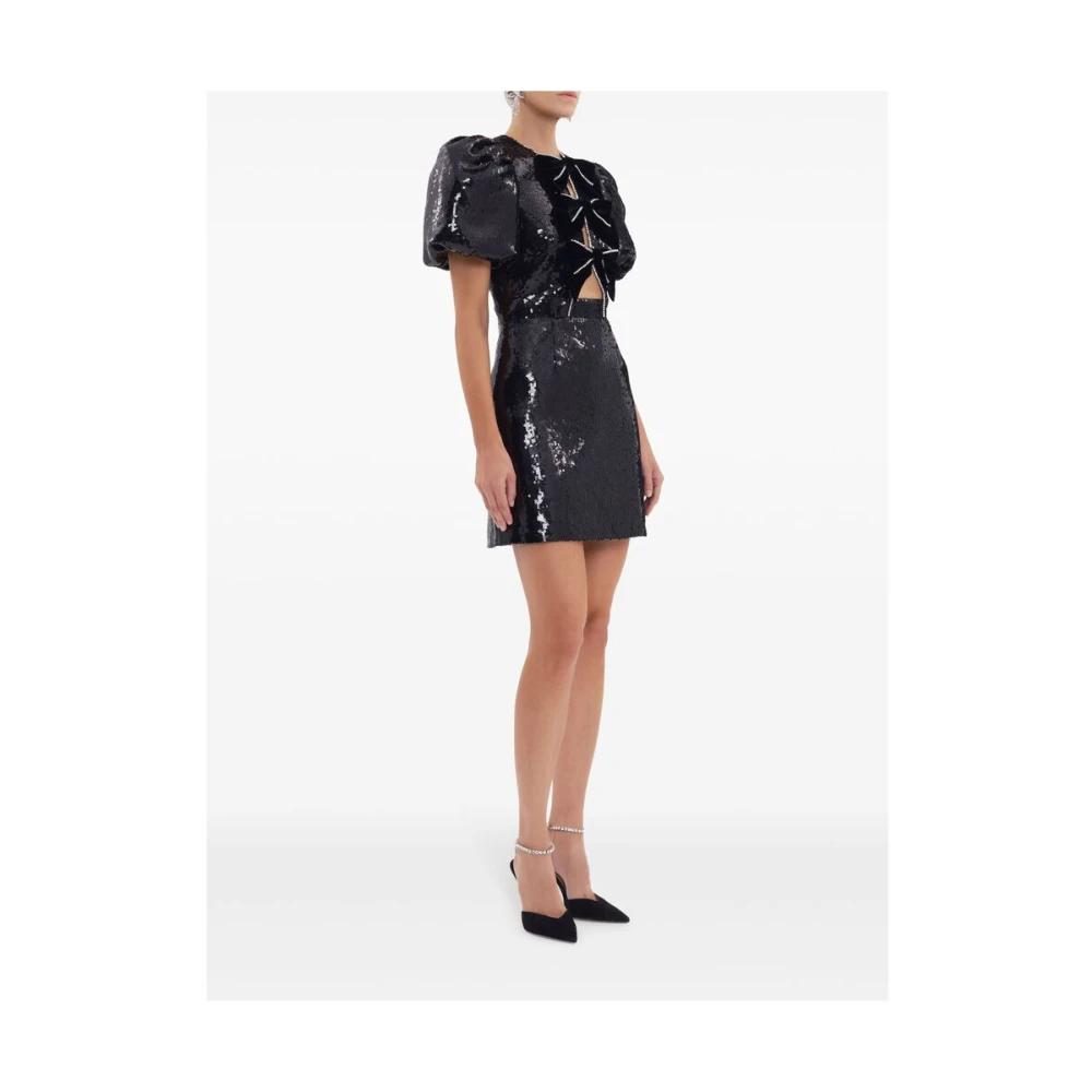 Rebecca Vallance Zwarte Paillet A-Lijn Jurk Black Dames