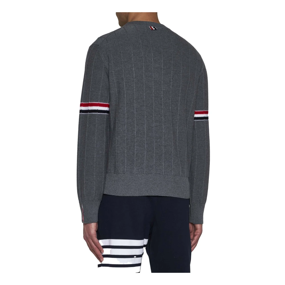 Thom Browne Gestreepte Crew Neck Sweater Gray Heren