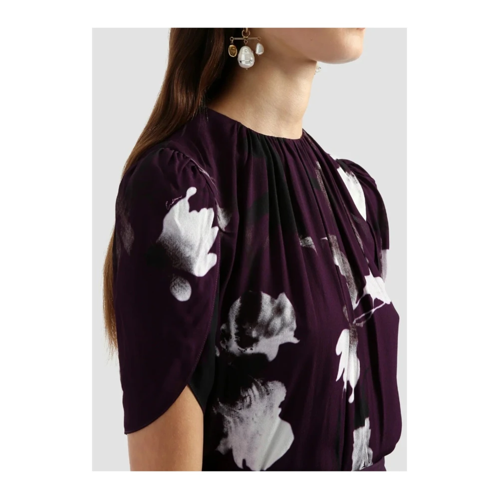 Erdem Bloemenprint Crew Neck Top Purple Dames