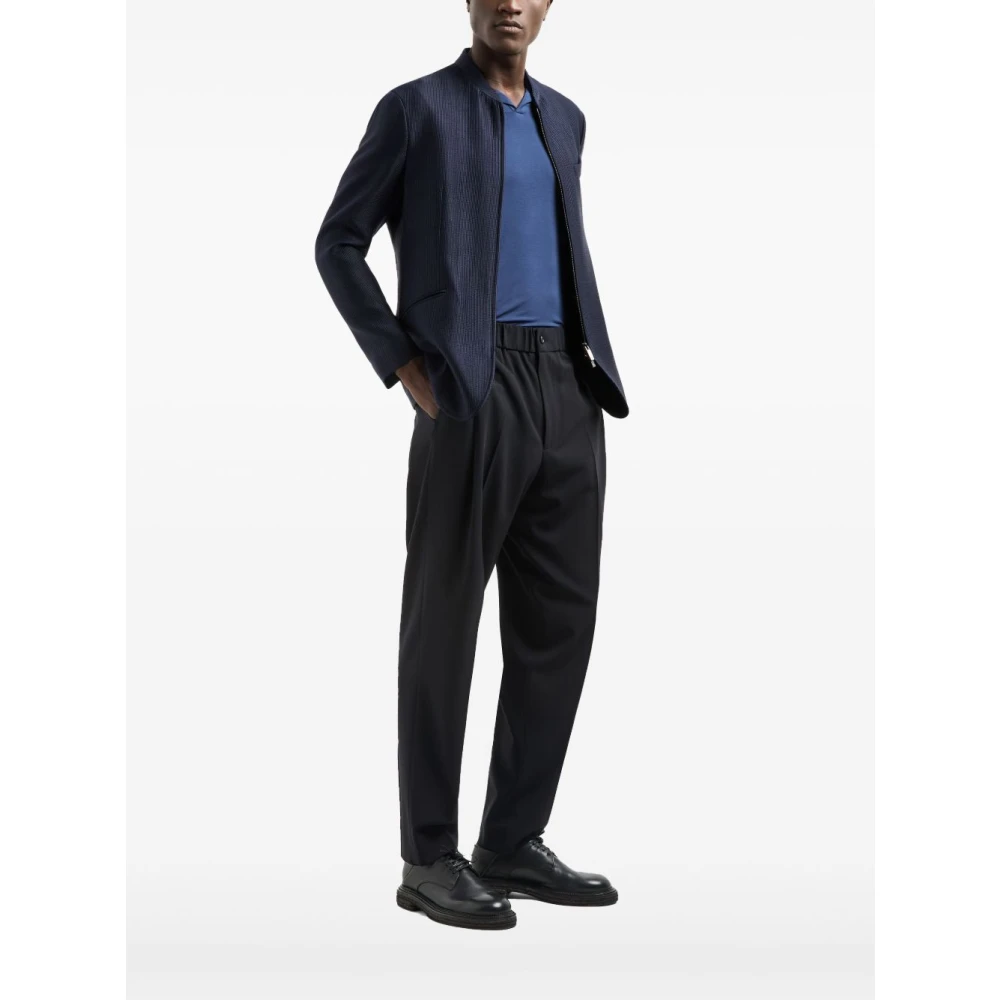 Giorgio Armani Blauw Stretch Jersey Polo Shirt Blue Heren