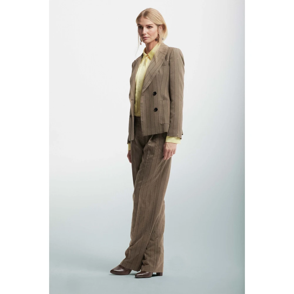 Kocca Gestreepte en gestippelde jas Beige Dames