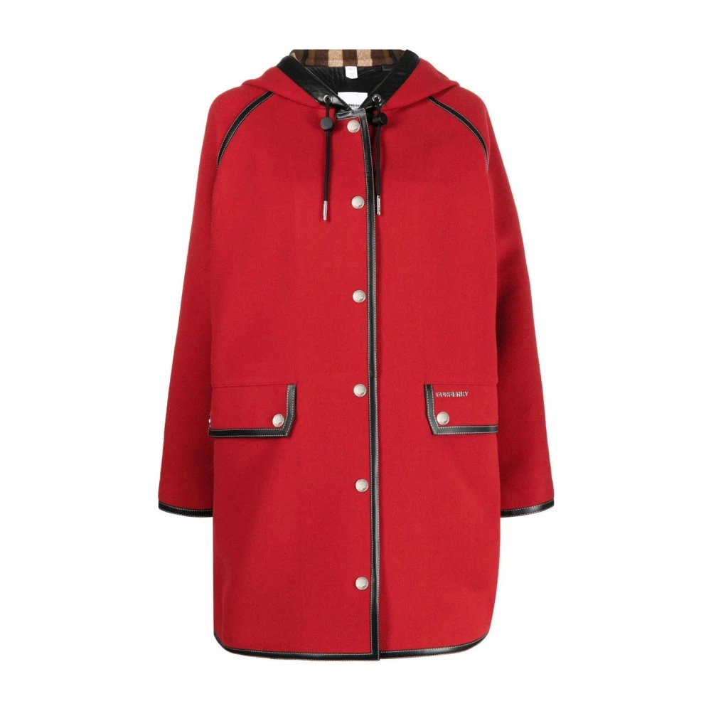 Burberry Relaxed Fit Parka met Tartan Voering Red Dames