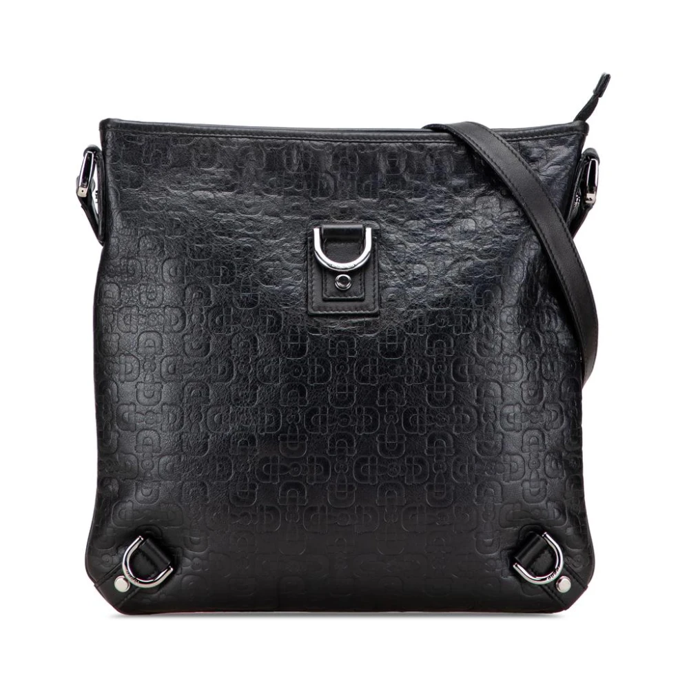 Gucci Vintage Women's Black Vintage Cross Body Bags, One Size, Pre-Owned Embossed Leather Shoulder Bag