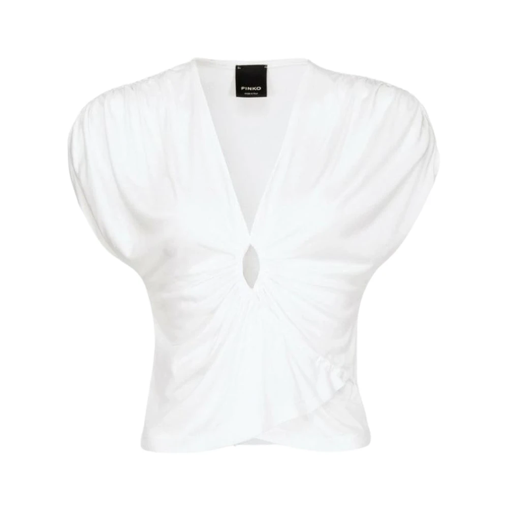 Pinko Women's White Blouses, S, Lace-Up Viscose Top