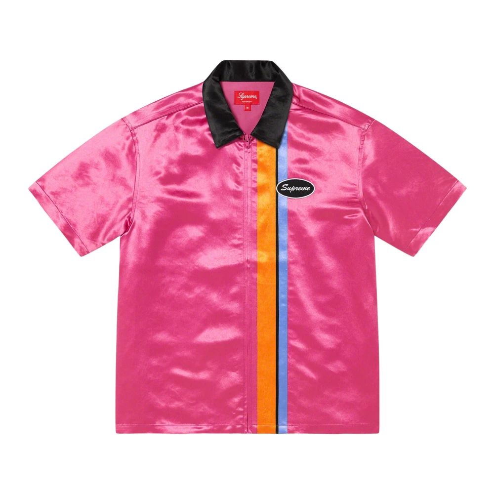 Supreme Roze Satijnen Rits Werkoverhemd Pink Heren