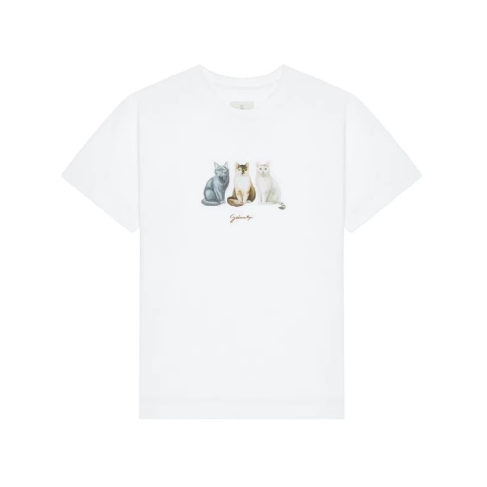 Givenchy T-shirt met kattenprint wit White Heren