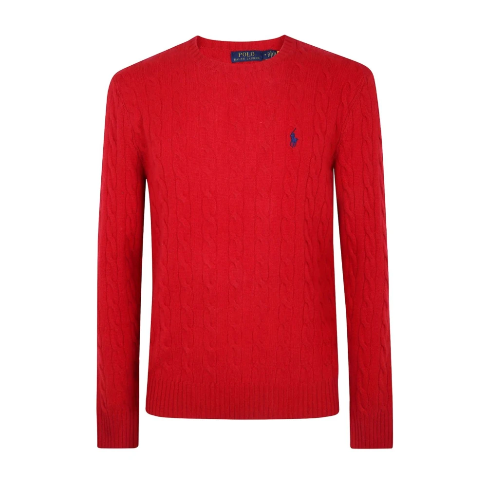 Polo Ralph Lauren Men's Red Round-Neck Knitwear, Xl, Ribbed Crewneck Jumper