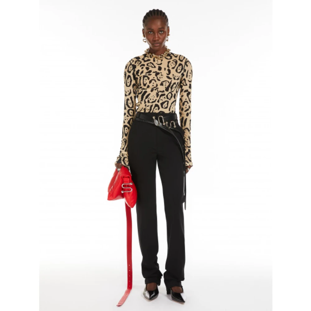 Max Mara Dierenprint Tule Longsleeve T-shirt Brown Dames