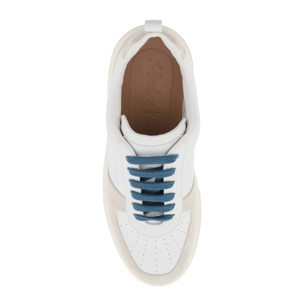 Salvatore Ferragamo Sneakers van glad leer en suède Multicolor Heren