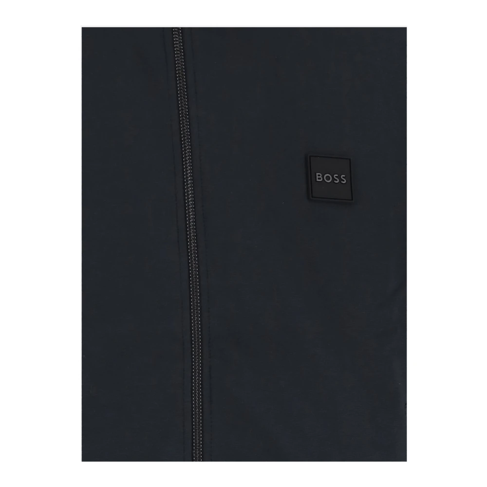 Hugo Boss Logo Katoenmix Jas Marineblauw Blue Heren