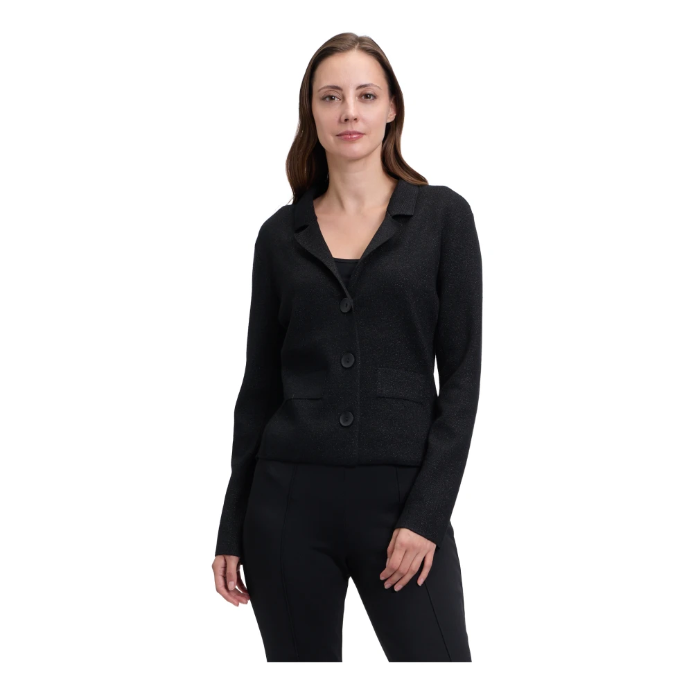 Betty Barclay Glitter Gebreide Blazer Lange Mouw Black Dames