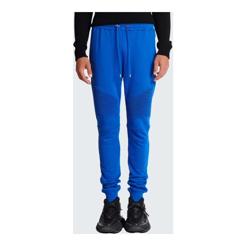 Balmain Logo bedrukte katoenen joggingbroek Blue Heren