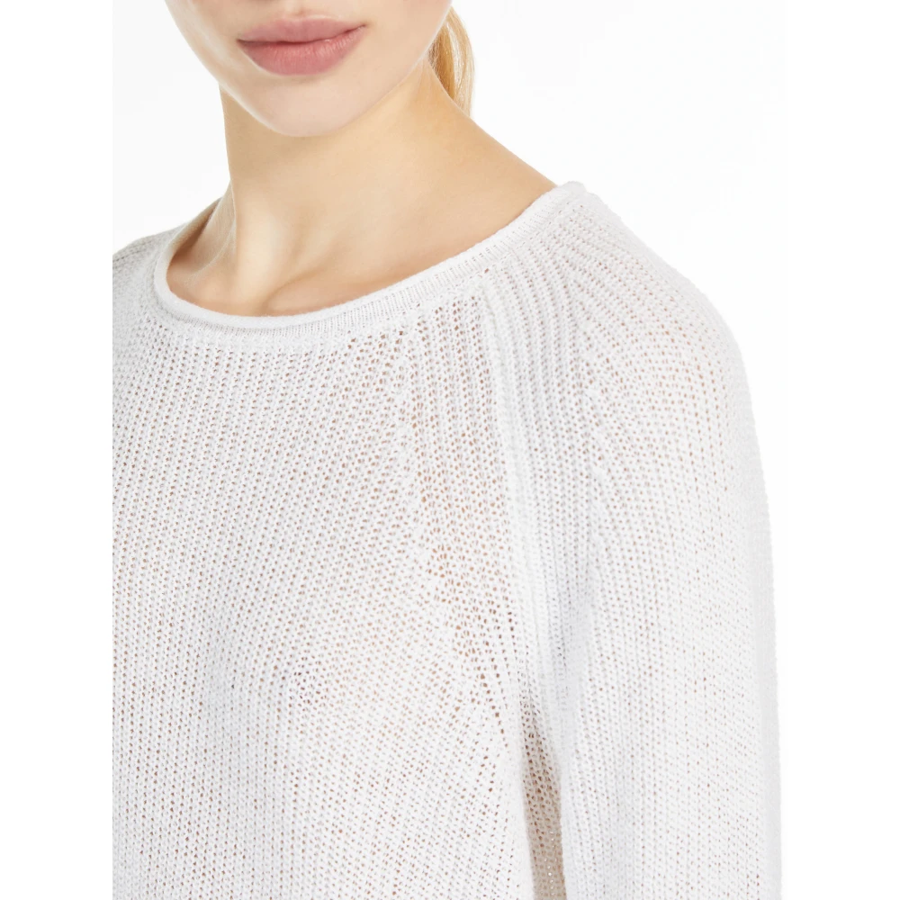 Max Mara Witte Trui Tuniek Stijl Katoen Linnen White Dames