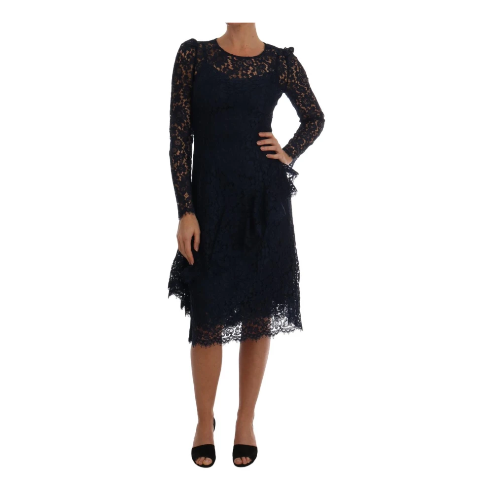 Dolce & Gabbana Women's Blue Floral Lace Sheath Dress