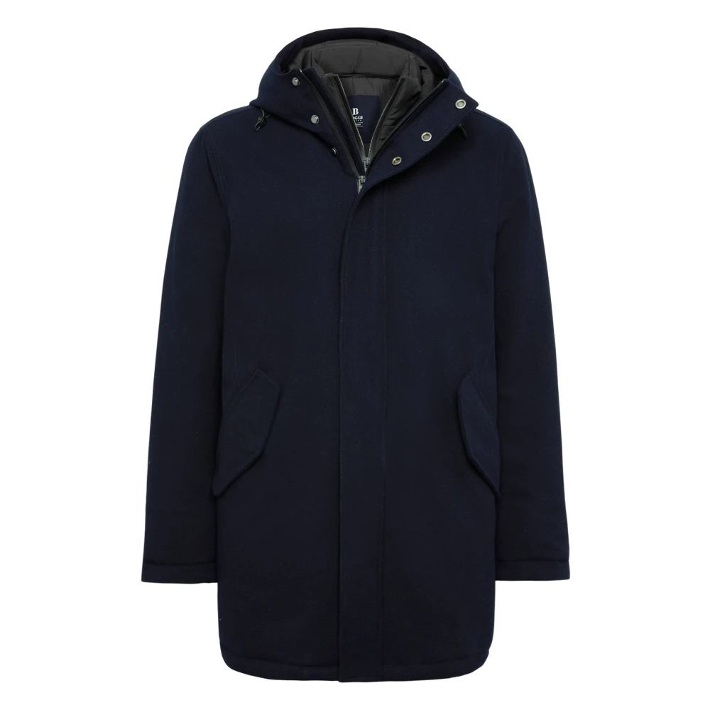 Boggi Milano Gewatteerde wollen blend parka Blue Heren