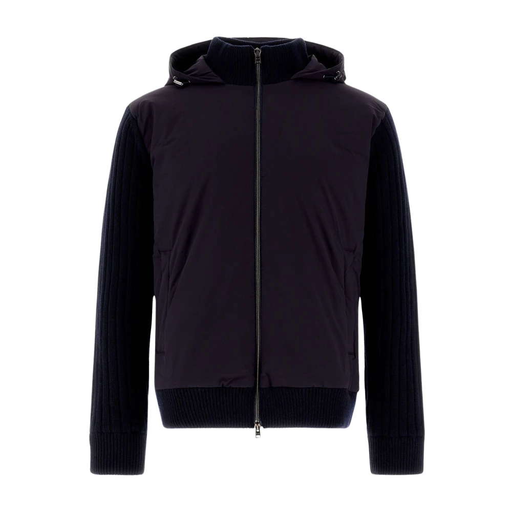 Herno Infinity Wool Rib Cardigan Light Nylon Black Heren