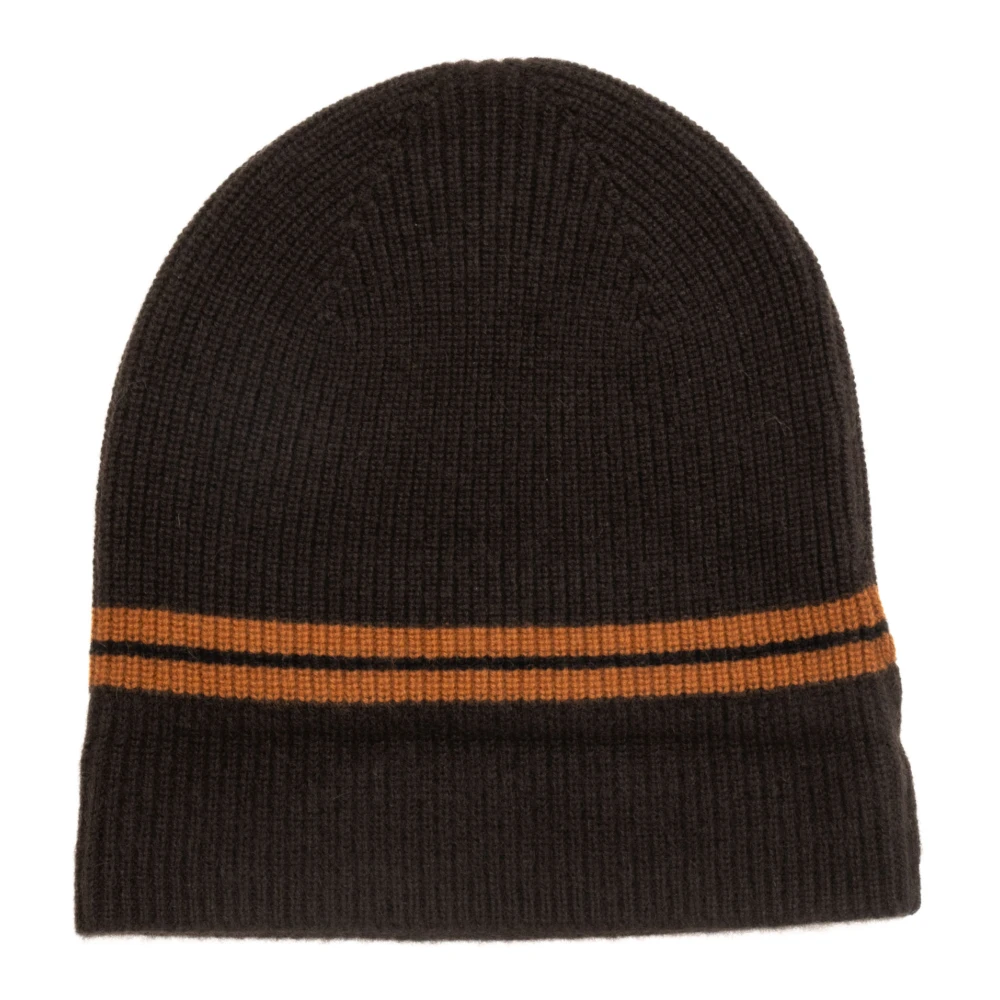 Zegna Men's Brown Ribbed Cashmere Hat