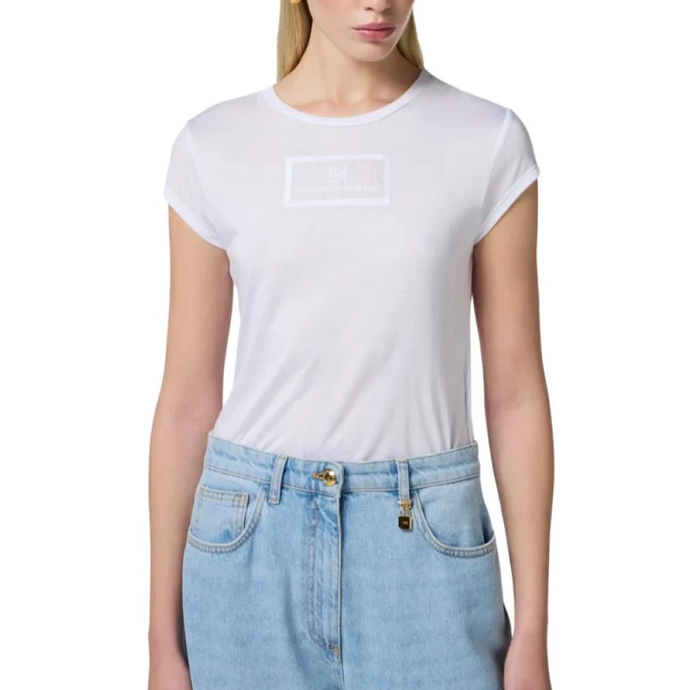 Elisabetta Franchi Jersey T-shirt met vleugelschouders White Dames