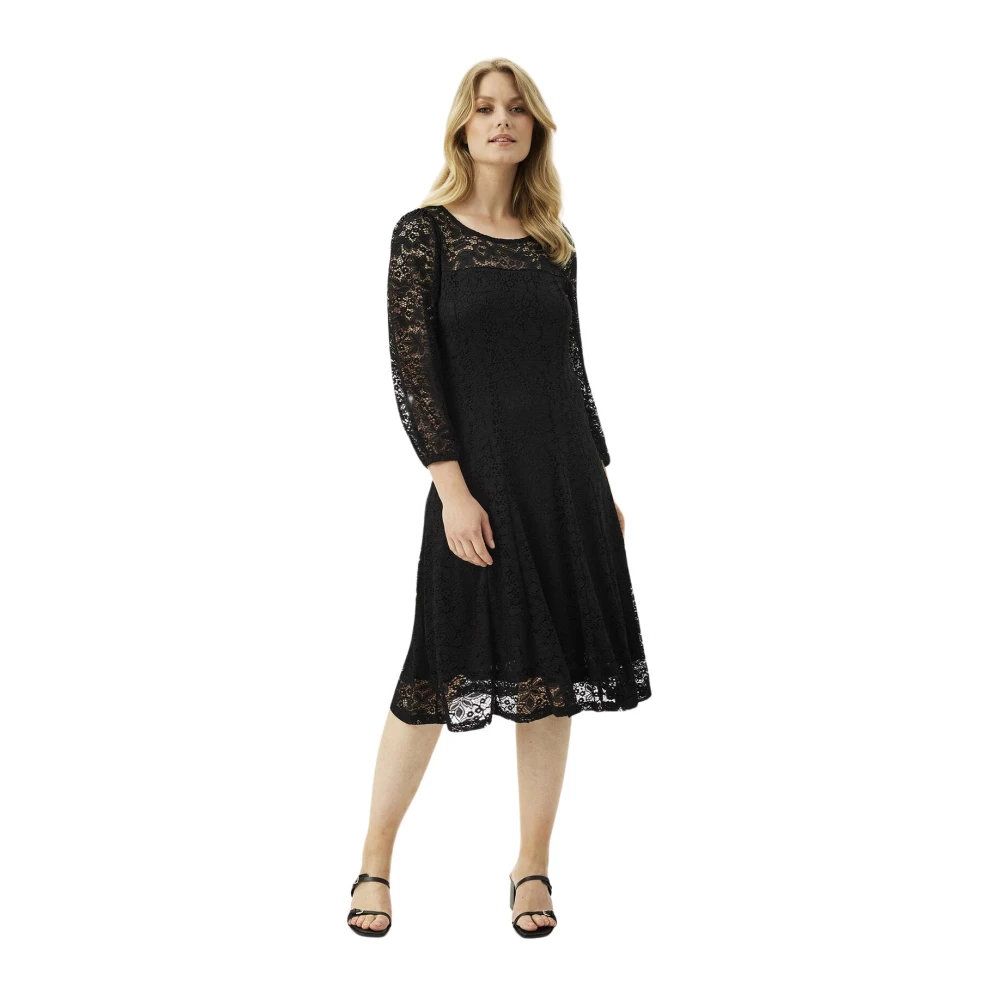 IN Front Elegante Kant Jurk Zwart Black Dames