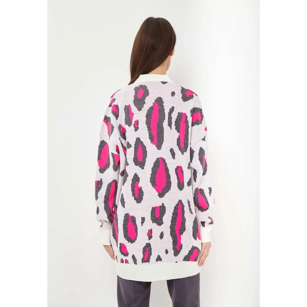 Cesare Gaspari Oversized Cardigan Off White Multicolor Dames