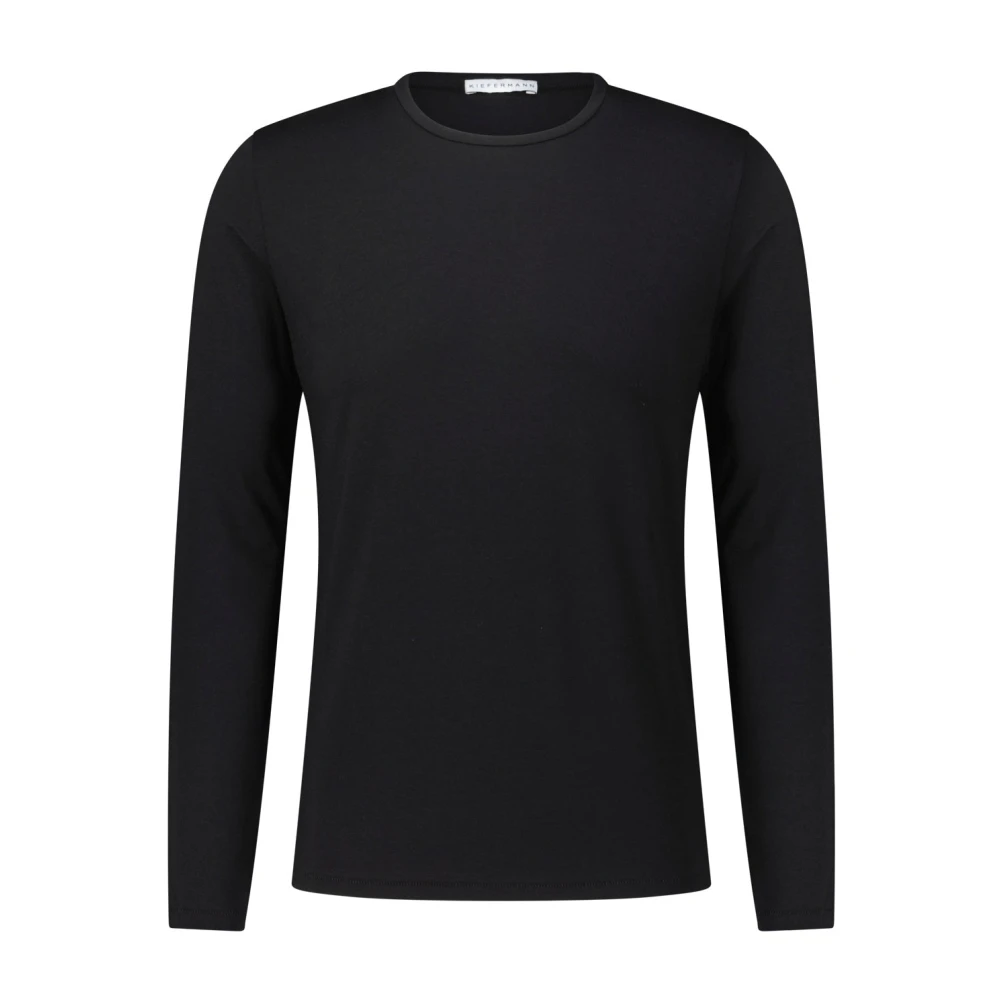 Kiefermann Katoenmix Longsleeve Ideale Pasvorm Black Heren