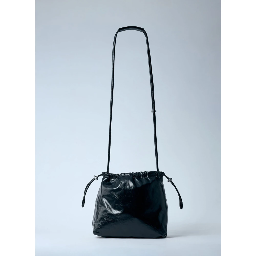Diesel Gerimpelde Bucket Tas met Logo Hardware Black Dames