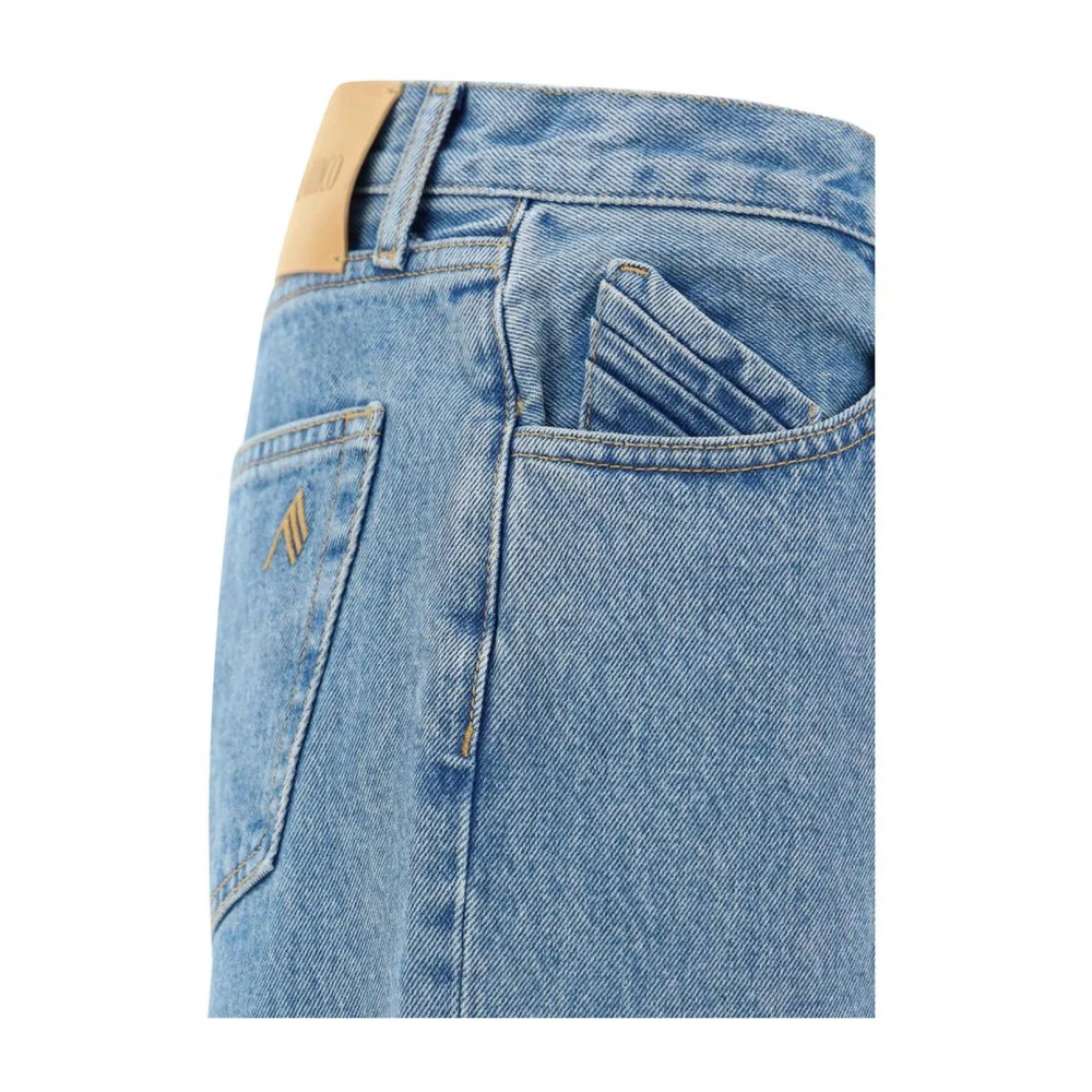 The Attico Katoenen jeans met kenmerkend leren patch Blue Dames