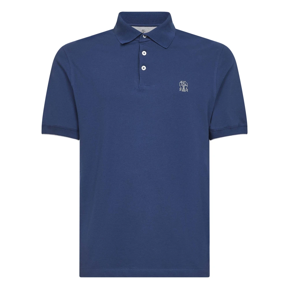 Brunello Cucinelli Blue Polo Shirts, Male, M, Cotton Polo Shirt