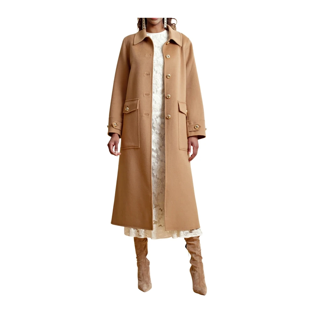 By Timo Brown Luxurious Wool Tailored Coat - Female - Single-Breasted Coats - M - Coats