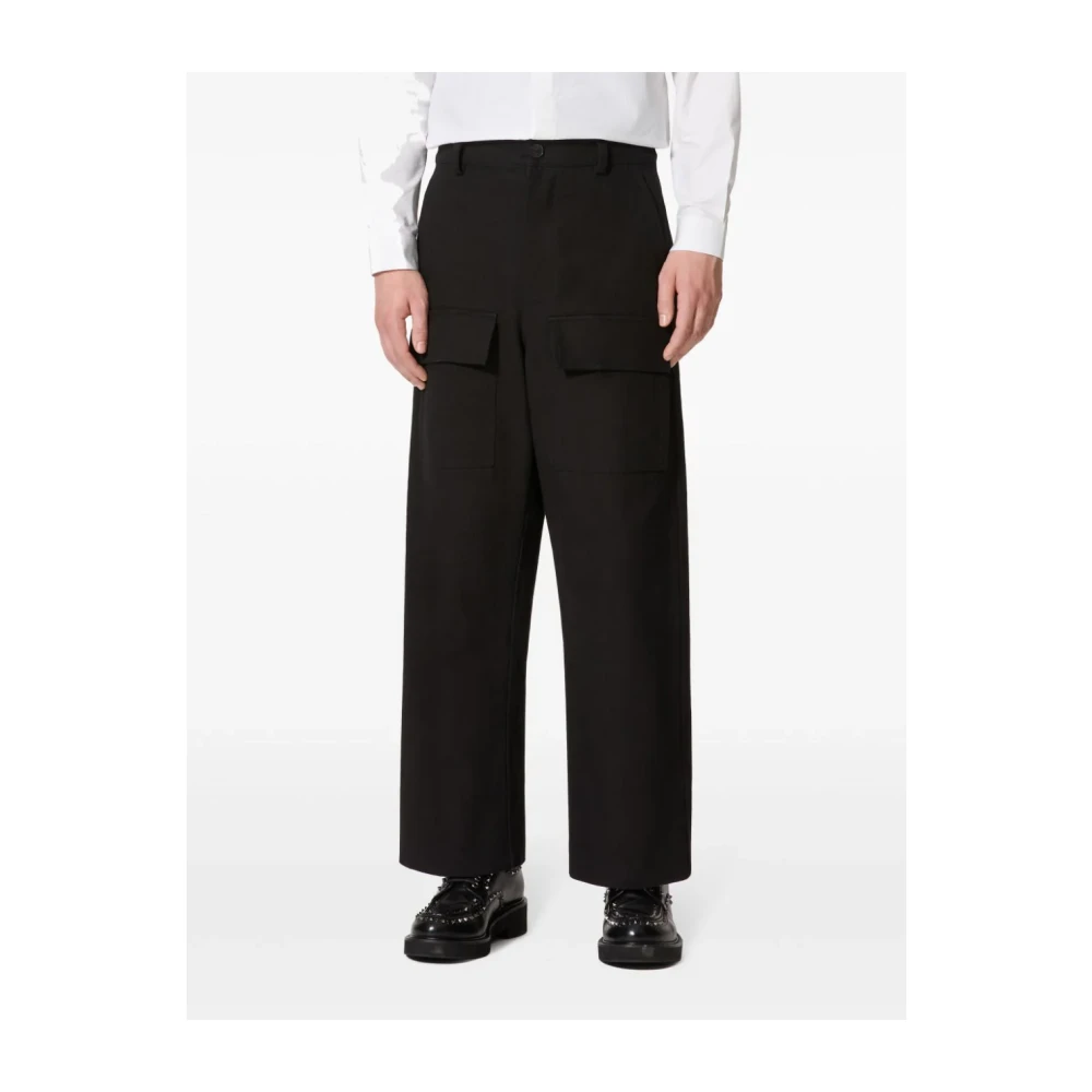 Valentino Garavani Zwarte Katoenen Broek Regular Fit Black Heren