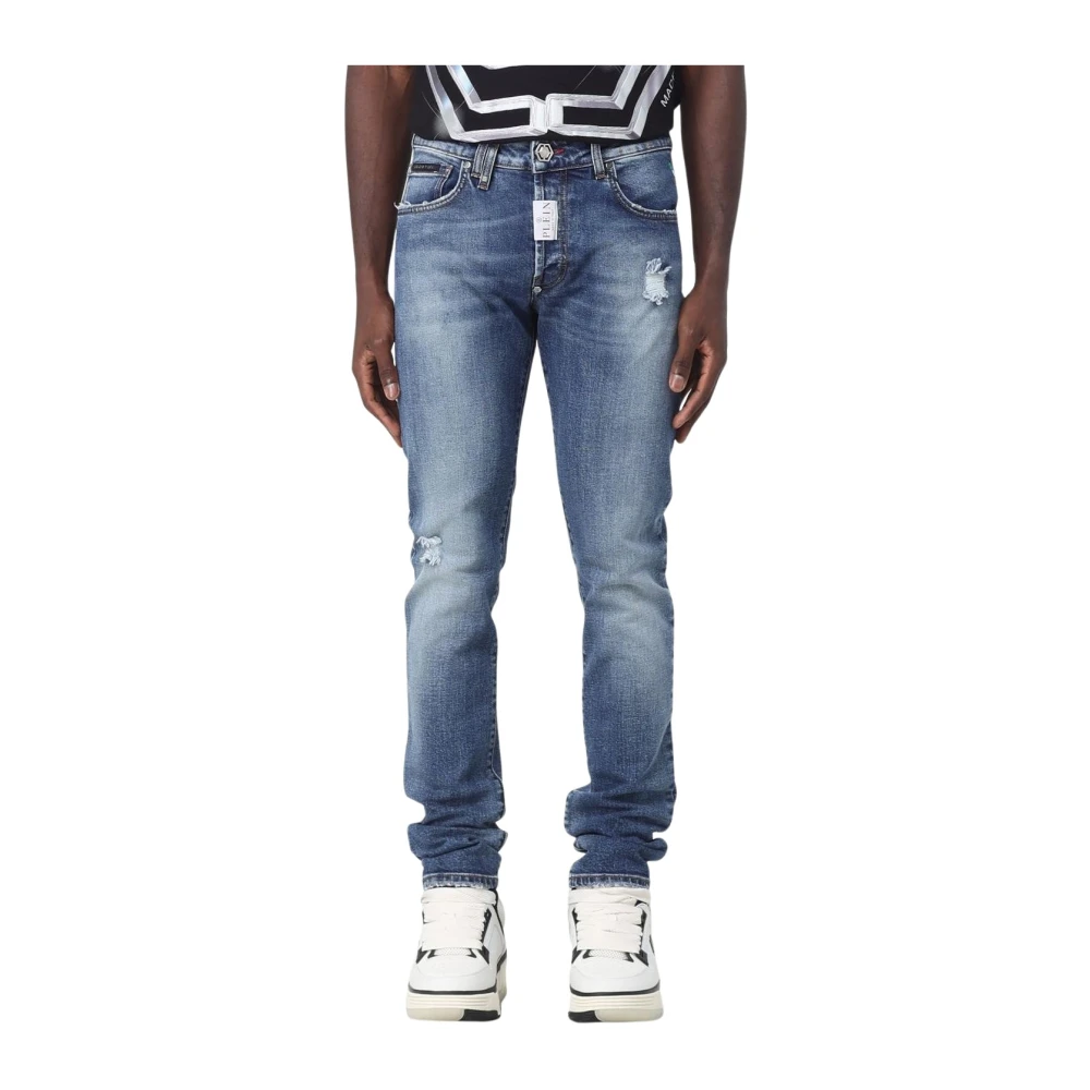 Philipp Plein Men's Blue Classic Ripped Jeans - Slim Fit Jeans - W31 - Jeans