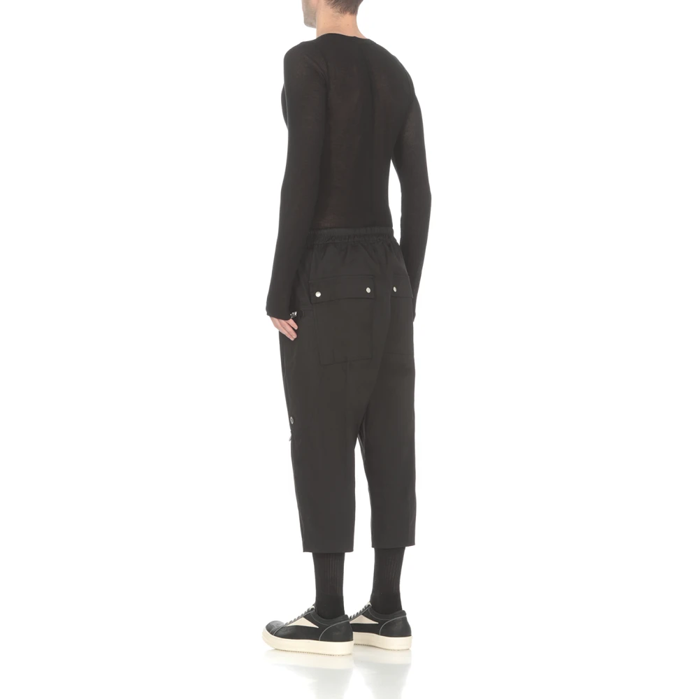 Rick Owens Zwarte katoenen broek met elastische taille Black Heren