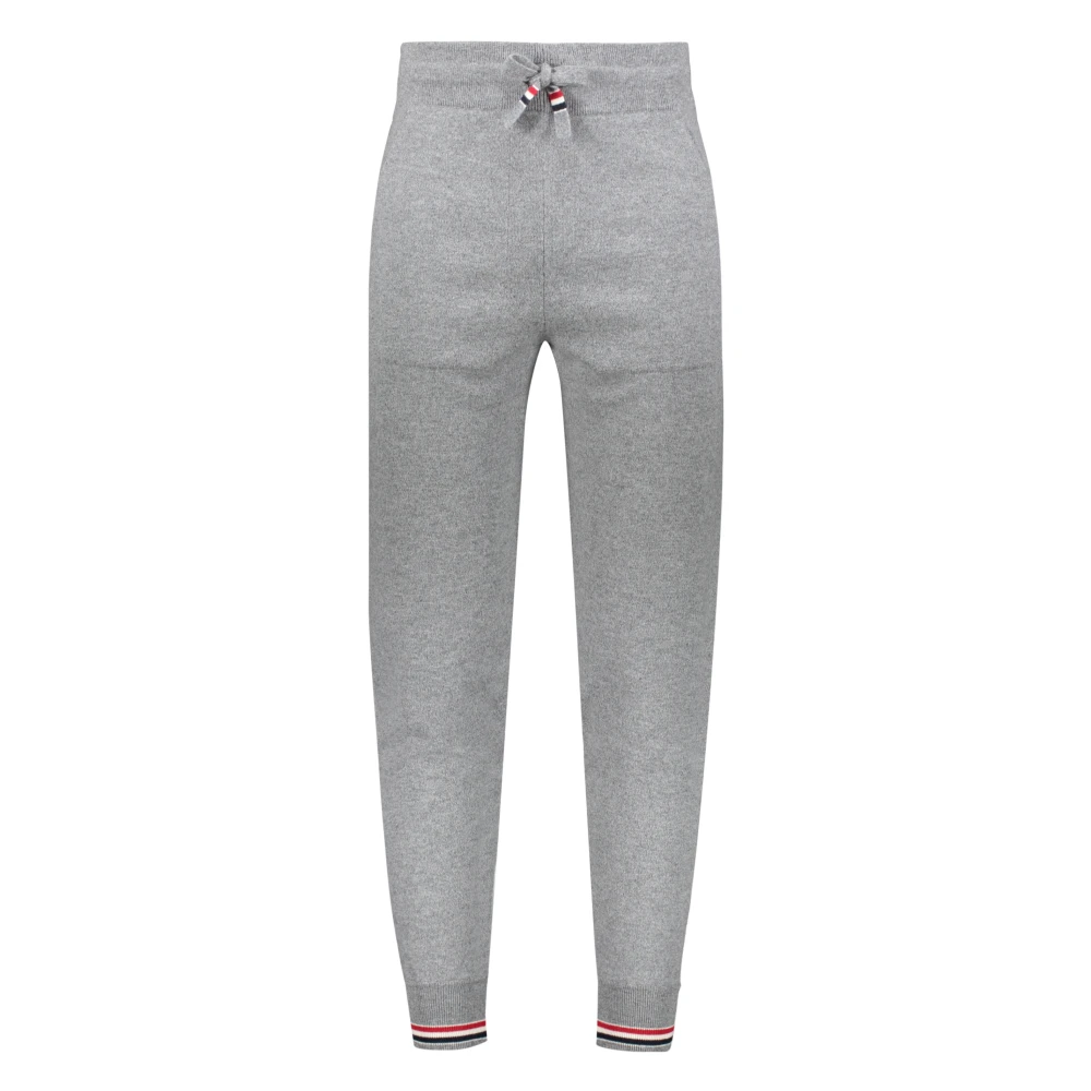 Thom Browne Cashmere Track-Pants met Tricolor Detail Gray Heren