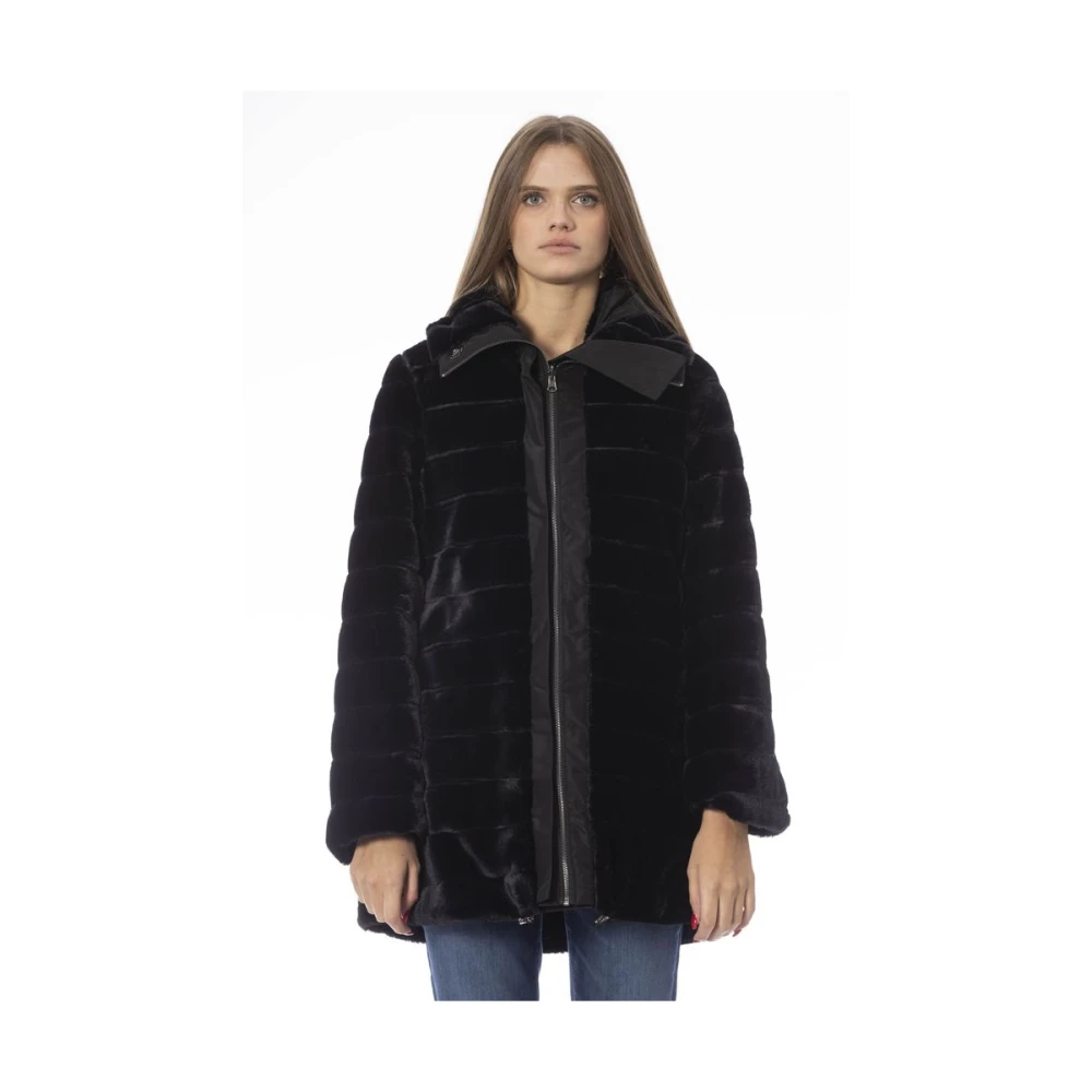 Baldinini Elegante Omkeerbare Jas met Capuchon Black Dames