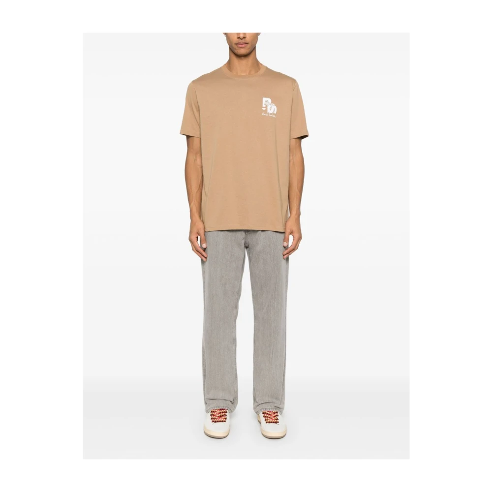 PS By Paul Smith Beige Logo Print Katoenen T-shirt Beige Heren