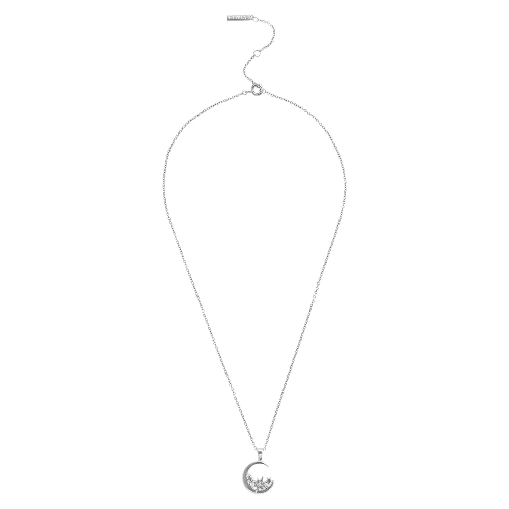 Olivia Burton Women's Gray Celestial Cluster Moon Necklace