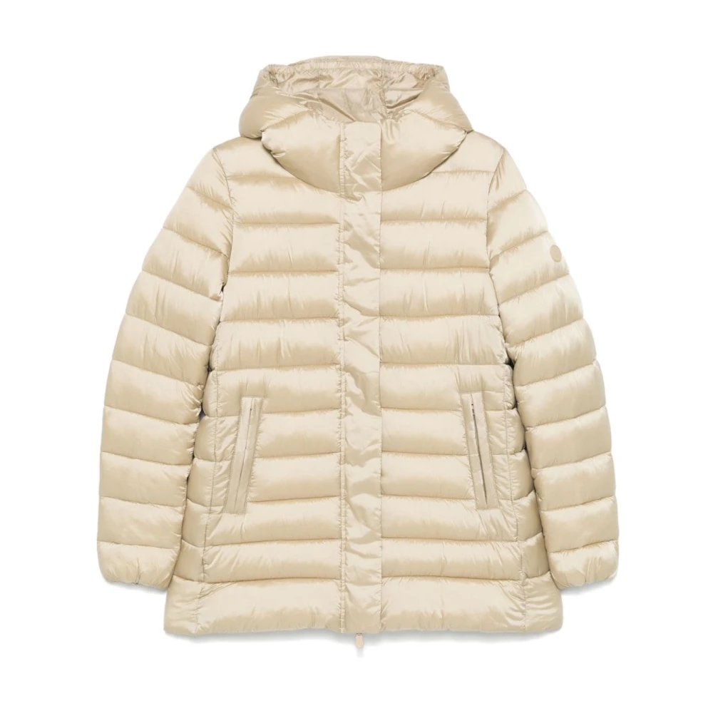 Save The Duck Glanzende waterbestendige nylonjas Beige Dames