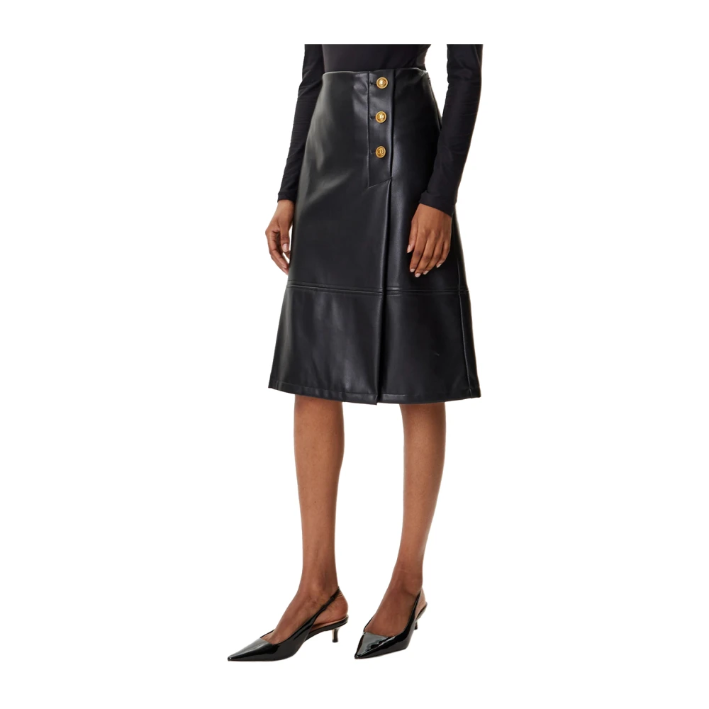 Twinset Women's Black Faux Leather Pencil Skirt