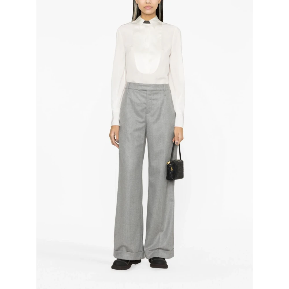 BRUNELLO CUCINELLI Luxe Wijde Broek Gray Dames