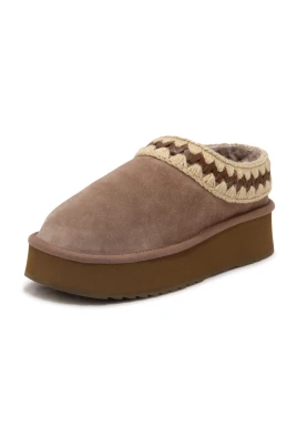 Platform Clog Suede Leather