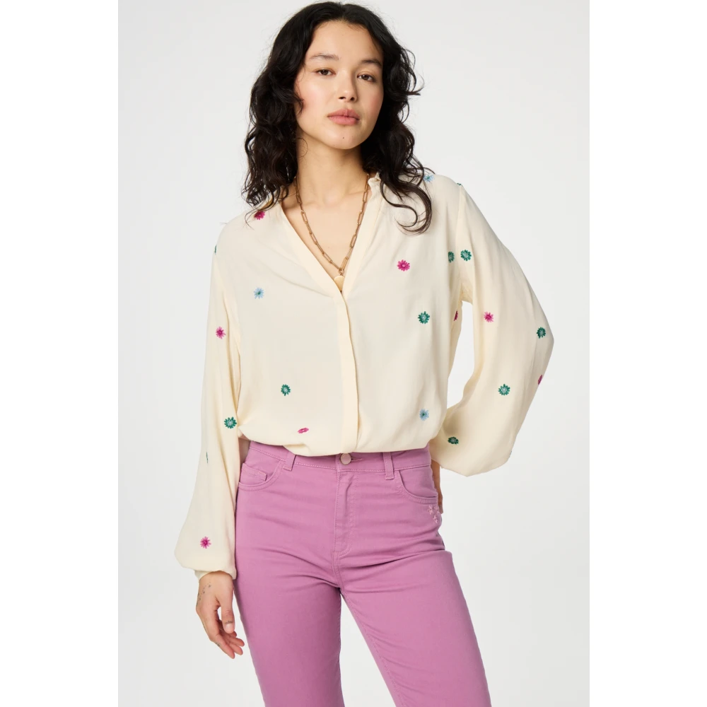 Fabienne Chapot Bloemen Geborduurde Witte Blouse White Dames