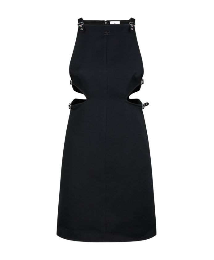 black-twill-slash-buckle-dress