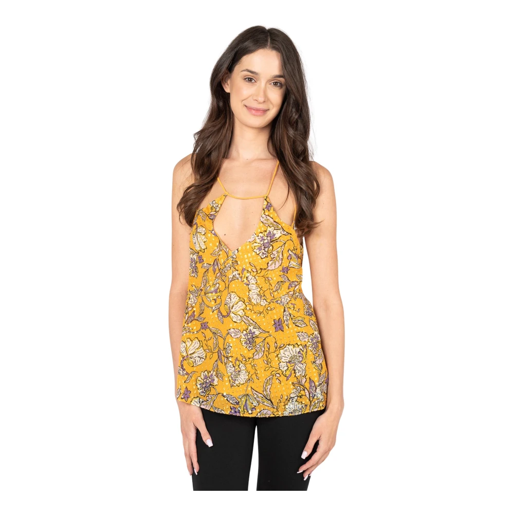 Patrizia Pepe Vrouw Oranje Elegante Top Met Strikdetail