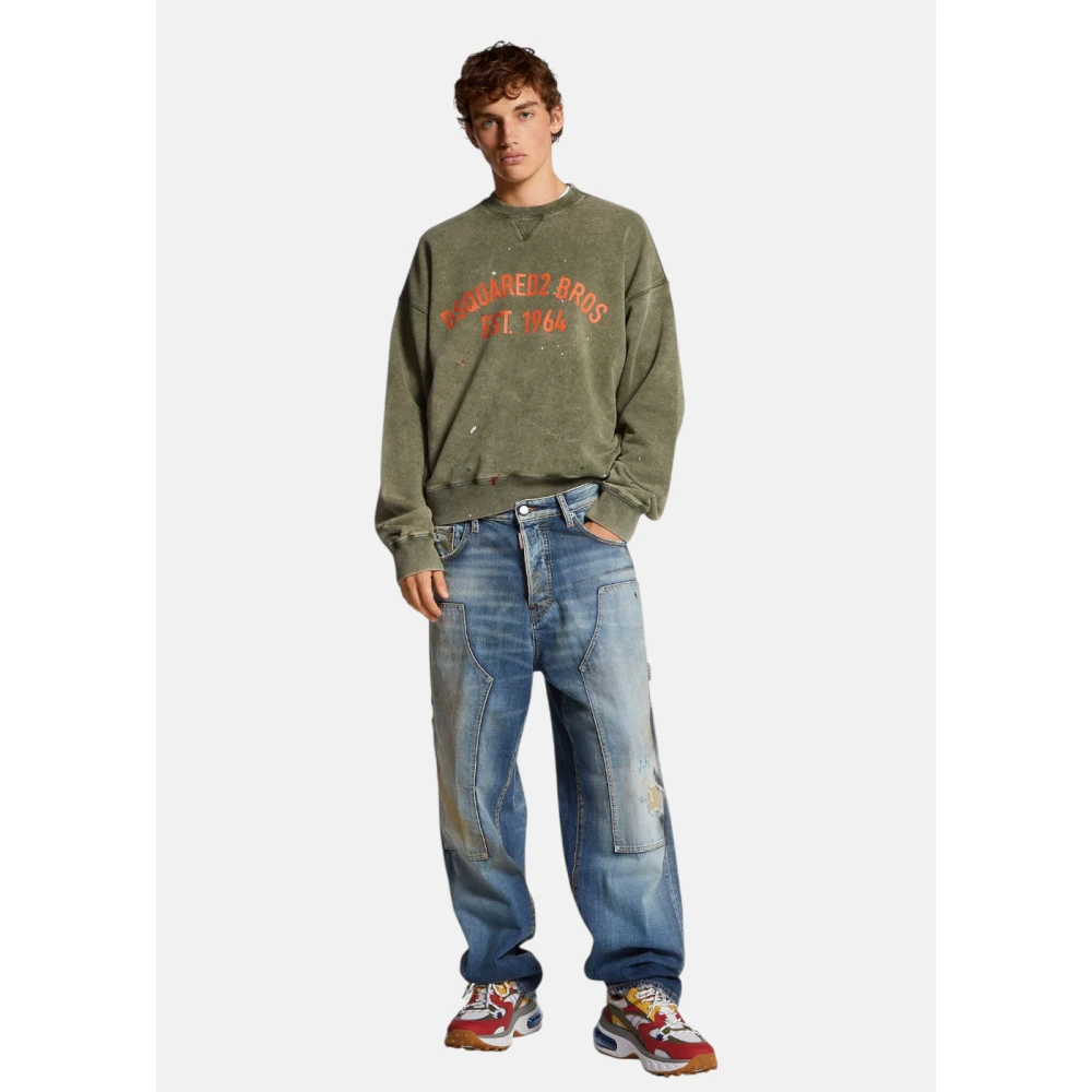 Dsquared2 Vintage Universitaire Stijl Sweater Green Heren