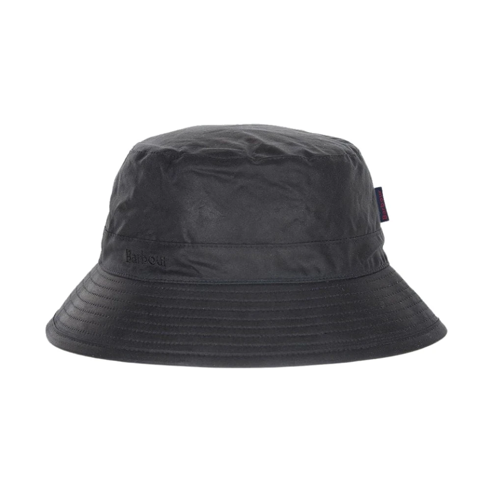 Barbour Unisex Blue Iconic Bucket Hat In Waxed Cotton