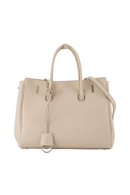 Beige Läderhandväska med Två Handtag