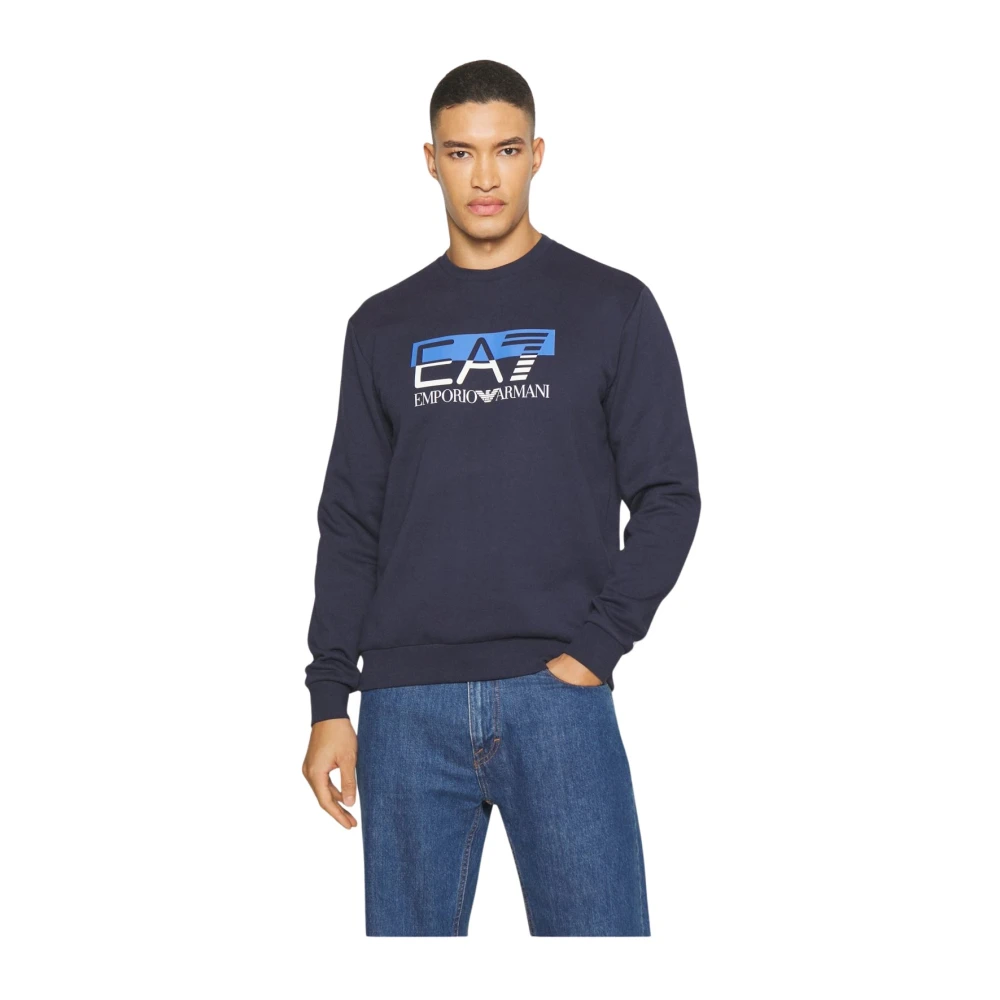 Emporio Armani EA7 Bedrukte Logo Sweatshirt Ea7 Blue Heren