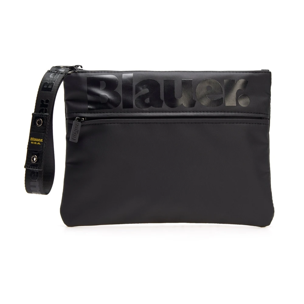 Blauer Uomo Nero Borsa Clutch Borsetta Polso Mano Pochette Strip - Immagine 2